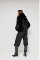 Stylish reversible black sheepskin coat with a hood made of natural sheepskin